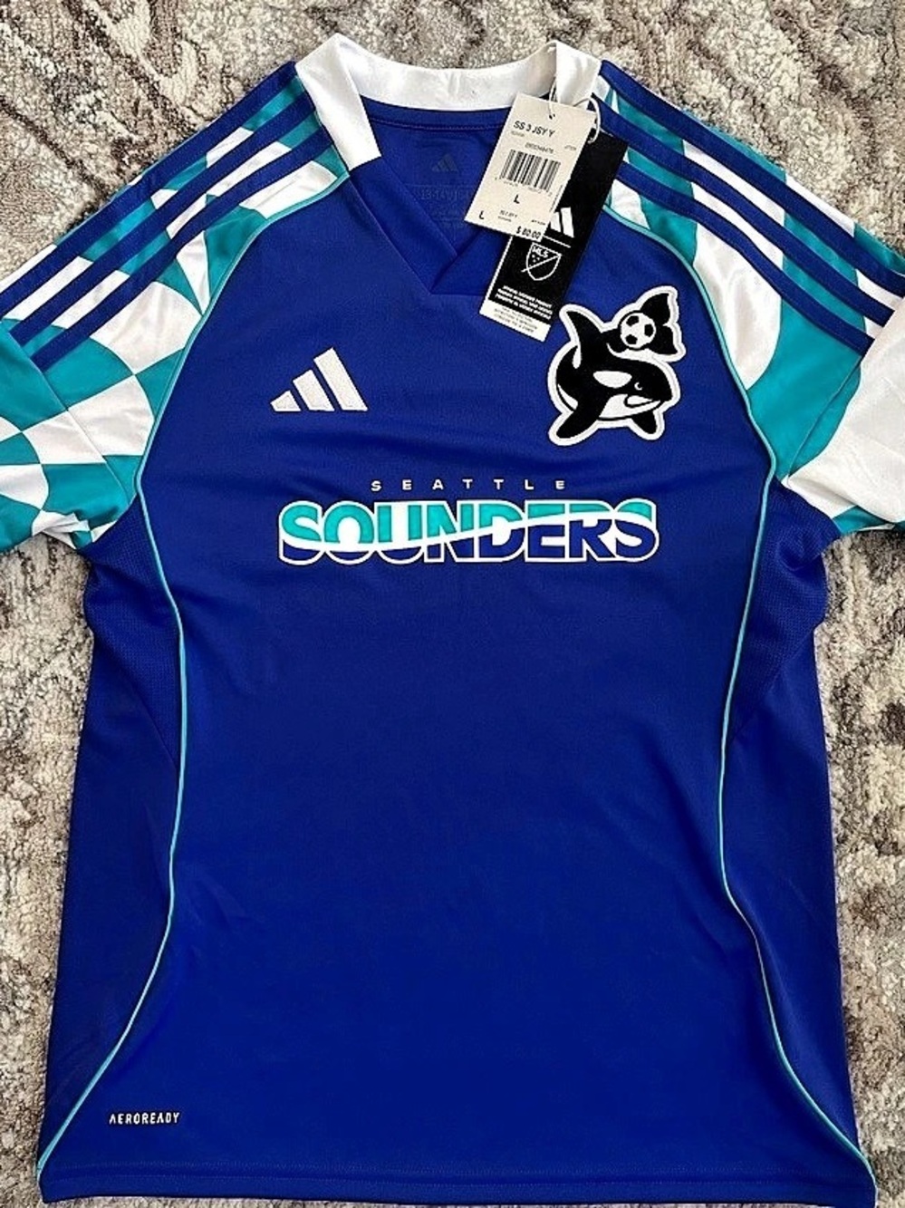 adidas Seattle Sounders FC 2025 Third "Orca Kit" Archive Jersey Blue Youth Size
